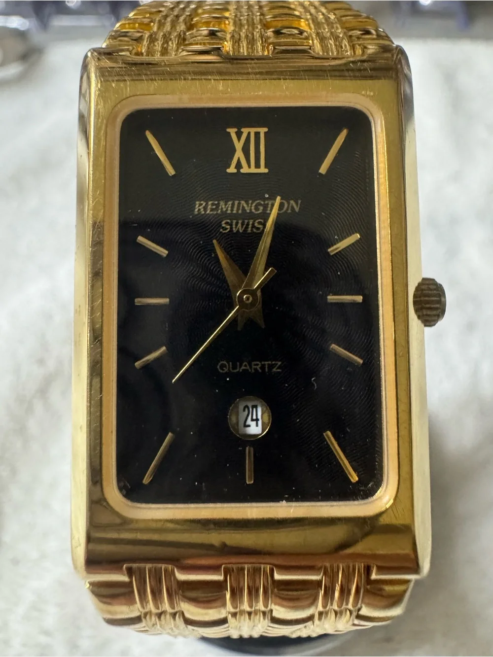 Remington Gold and Black Rectangular Men's Dress Watch